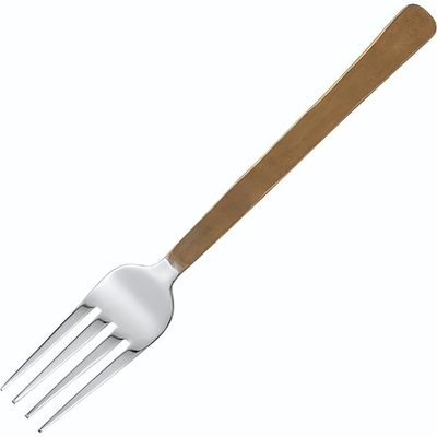 Столовая вилка «Концепт №9» с золотистой ручкой - 21 см. (Цвет: золотистый)