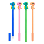 Ручка шариковая, Basir, синие чернила, серия "Динозаврик", цветной корпус с фигуркой, 12 шт