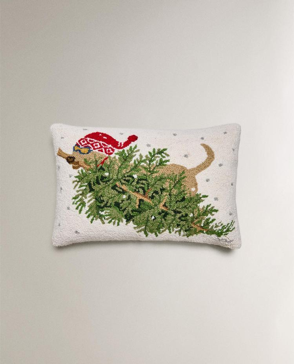 ZARA HOME РОЖДЕСТВЕНСКИЙ ЧЕХОЛ НА ПОДУШКУ С ВЫШИВКОЙ, ЭКРЮ