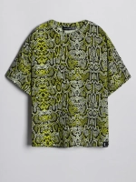 Футболка для девочки оверсайз, принт питон