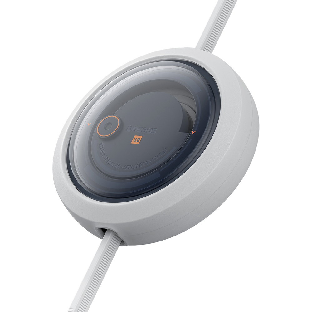 Кабель USB-C - C+L+M Baseus Free2Draw Retractable Crystal Charging+Data 100W 1.1m - Moon White