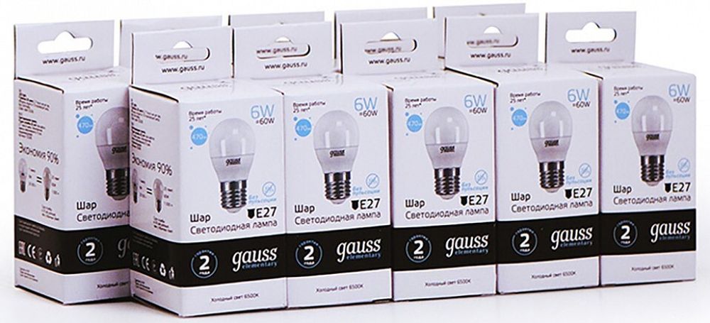 Лампа светодиодная Gauss 532 E27 6Вт 6500K 53236