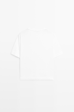 Massimo Dutti Футболка с коротким рукавом и карманом, экрю
