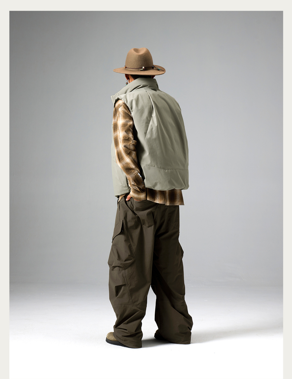 Брюки Nothomme Blue Plaid Fleece-Lined Wide-Leg Cargo Pants