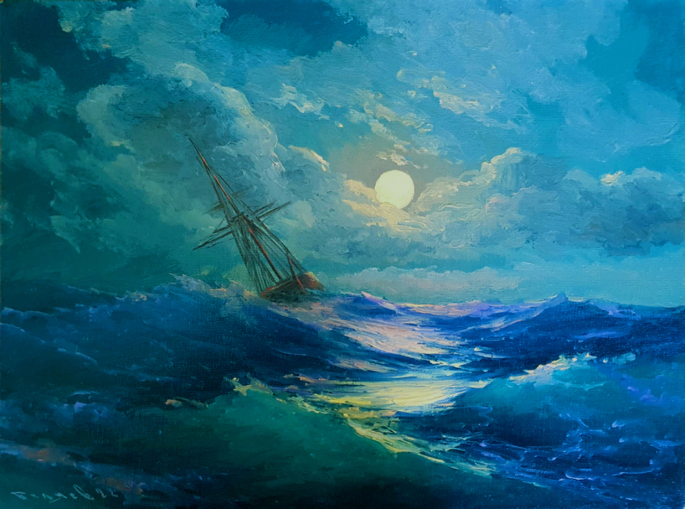 Беляев В.В. После бури. Холст, масло. Россия, 2022 г. 30х40 см.