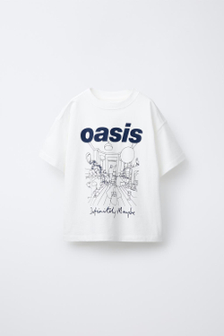 ZARA ФУТБОЛКА С ПРИНТОМ OASIS ®, БЕЛЫЙ