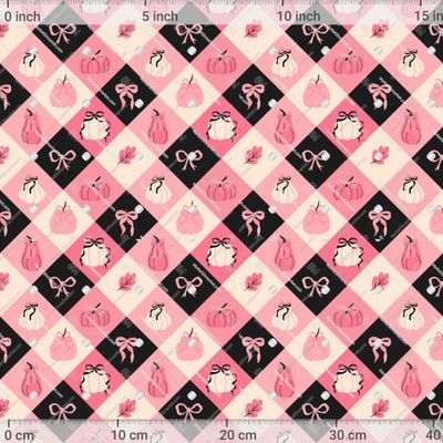 Хэллоуин, мозаика, клетка, розовые тыквы и ленточки by Tani Kuzminka 1111 DPI