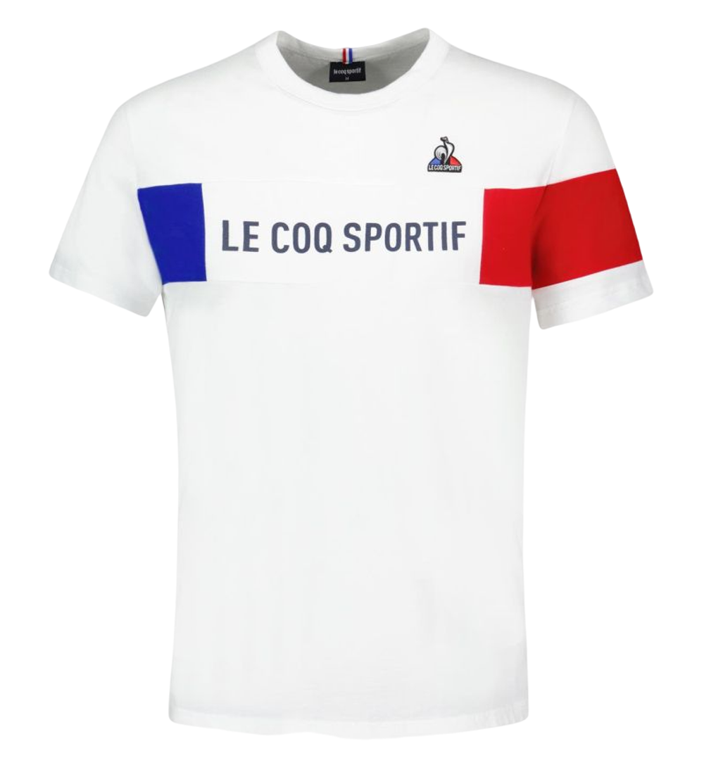 Мужская теннисная футболка Le Coq Sportif TRI Tee Short Sleeve N°1 SS23 - new optical white
