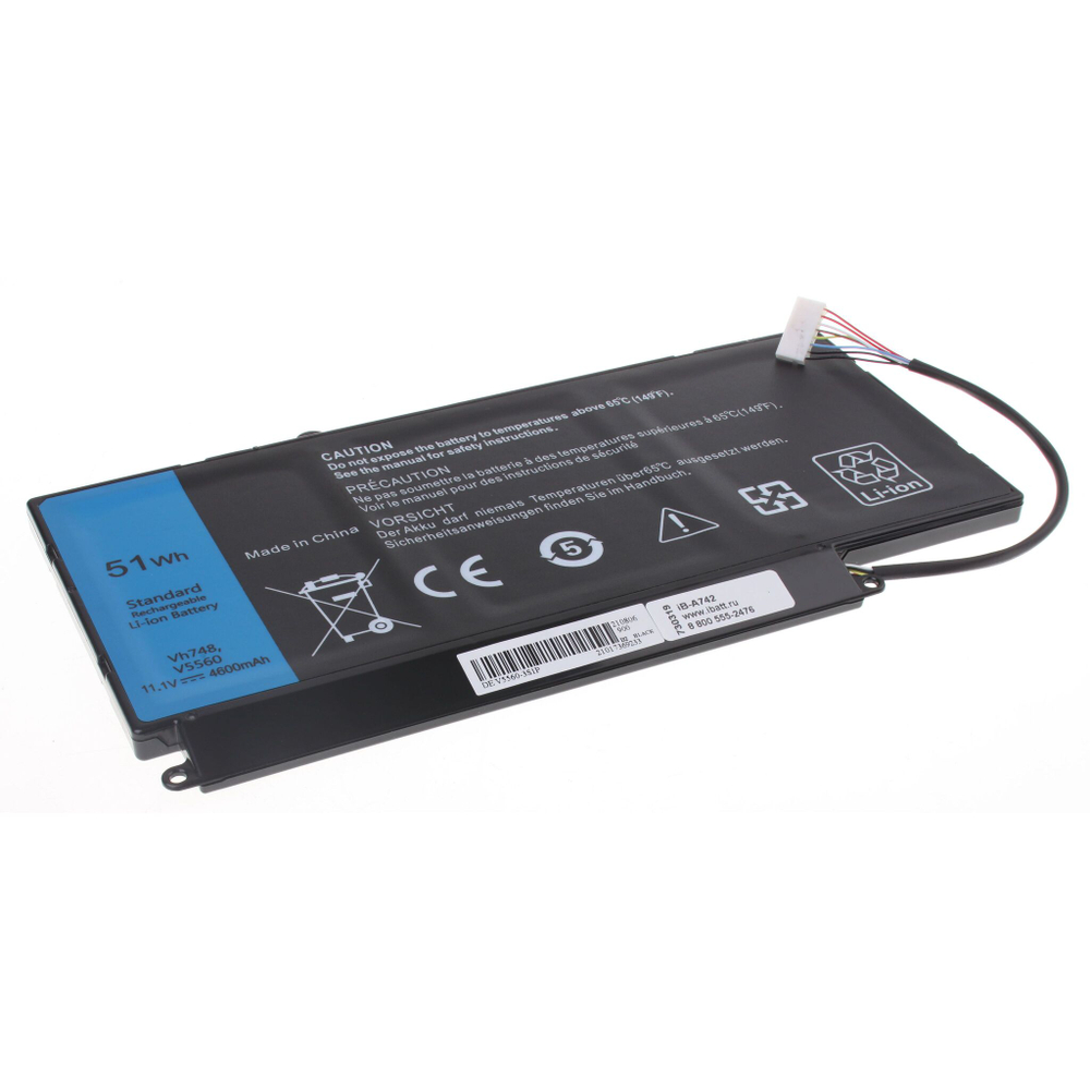Аккумулятор iBatt 4600mAh для ноутбука Dell Vostro 5460, 5470, 5560, 5570 (VH748)