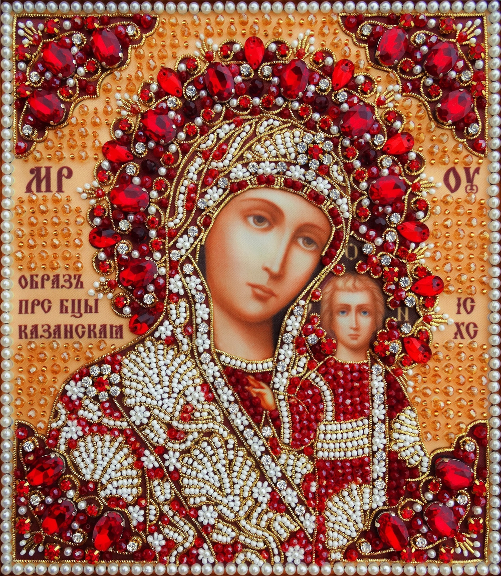Принт-И15в Ткань с нанесенной авторской схемой Богородица Казанская