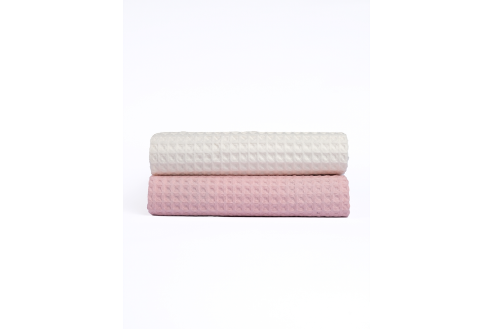 Комплект полотенец вафельных Home One 70х140 (2шт) пыльная роза, молочный