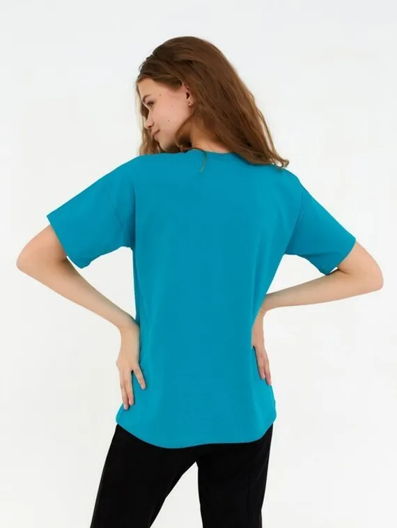 Футболка женская MINAKU: Basic line, цвет аквамарин, размер 50