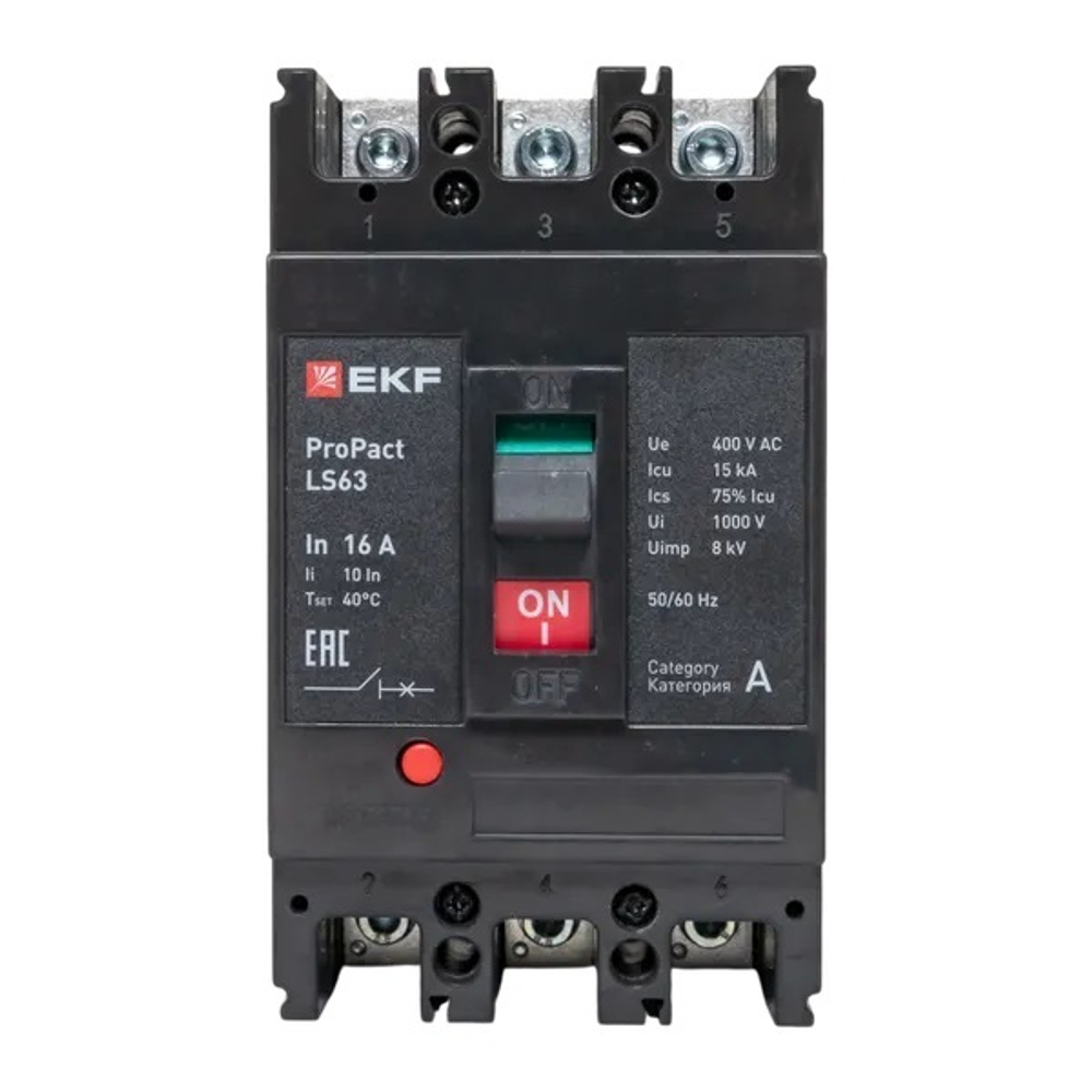 Автоматический выключатель в литом корпусе  EKF mccb-63-15-3-16-ls