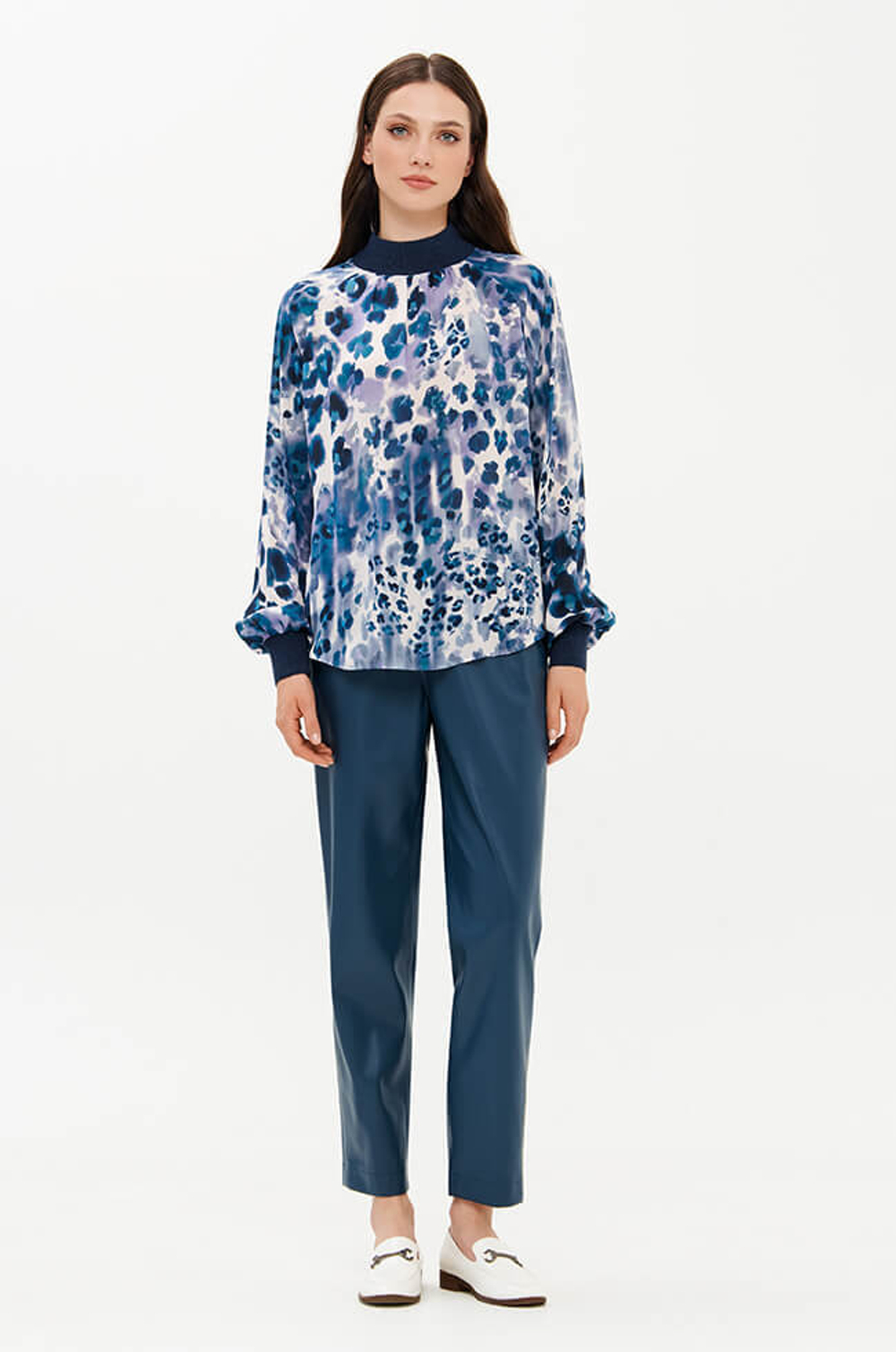 23415 Блузка женская (синий принт)