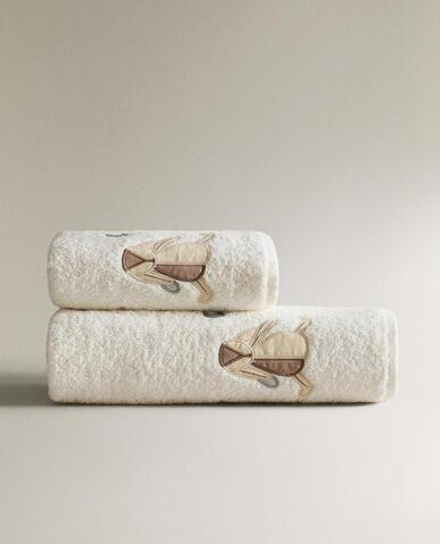 ZARA HOME Детское банное полотенце с зайчиком, желтовато-белый