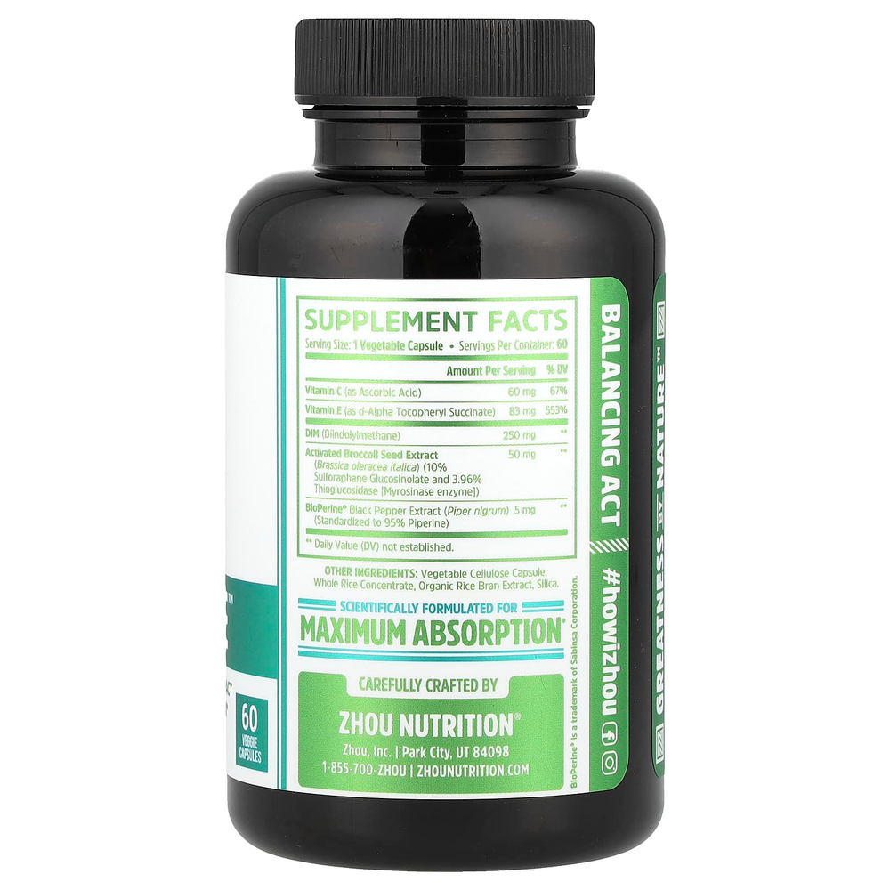 Zhou Nutrition, DIM Active™ с активированным экстрактом брокколи, 60 растительных капсул