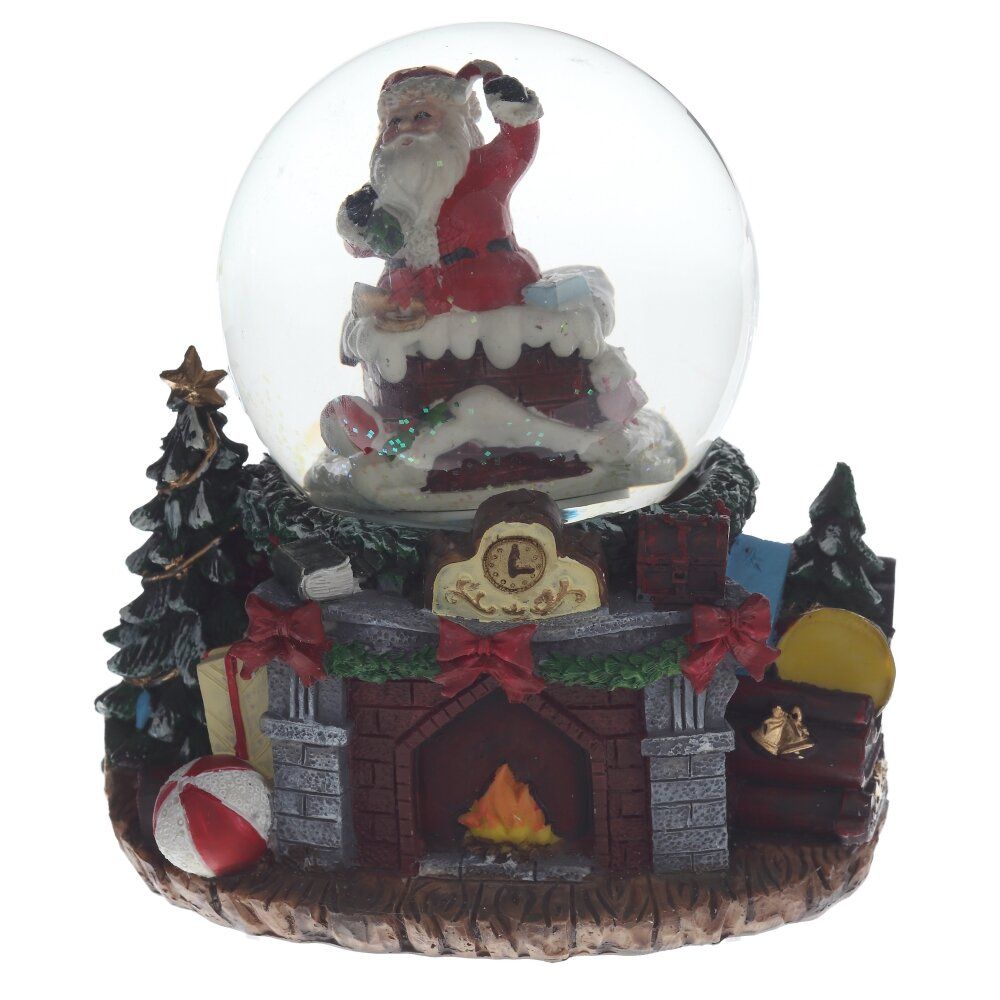 GAEM Фигурка в стекл. шаре с музыкой, эффектом вьюги и подсвет."Санта", D 10 см, L16 W13,5 H15,5 см
