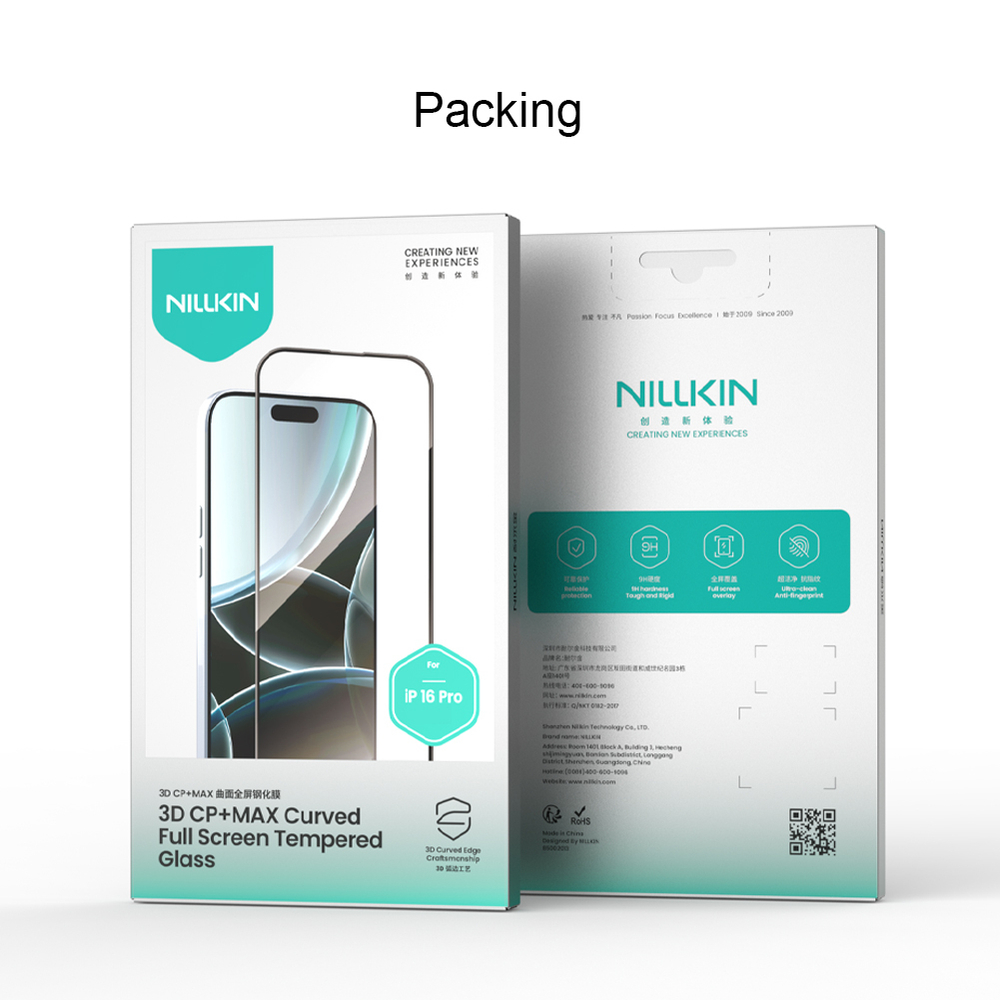 Защитное стекло 3D из закаленного стекла от Nillkin для iPhone 16 Pro, серия 3D CP+MAX Anti-Explosion Glass Screen Protector (закругленные края)