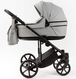 Детская коляска Adamex Locco Light Deluxe 2 в 1 LL-SA03 (СВ.СЕРАЯ КОЖА)