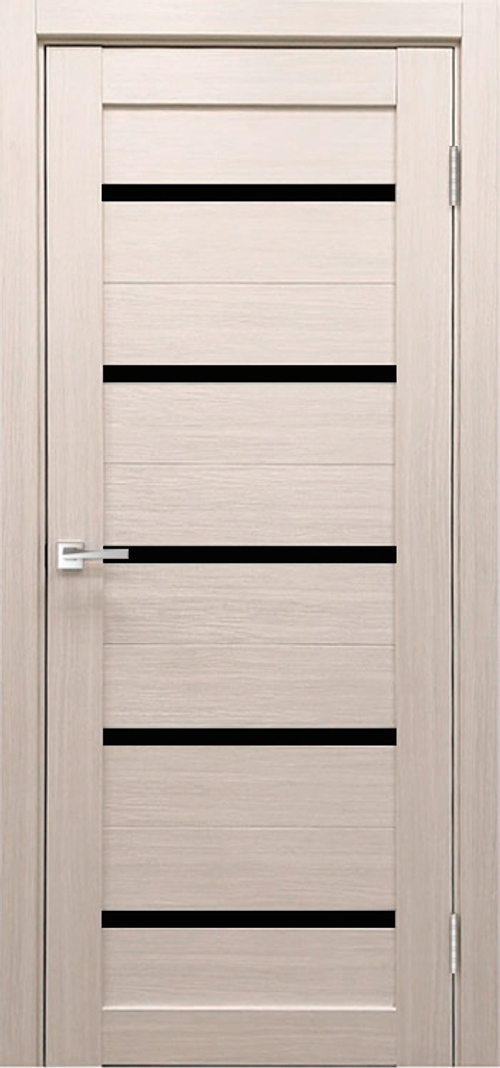 Межкомнатная дверь X-4 / Цвет тон Кремовая лиственница / Остекление "Лакобель черное" / Двери Верда