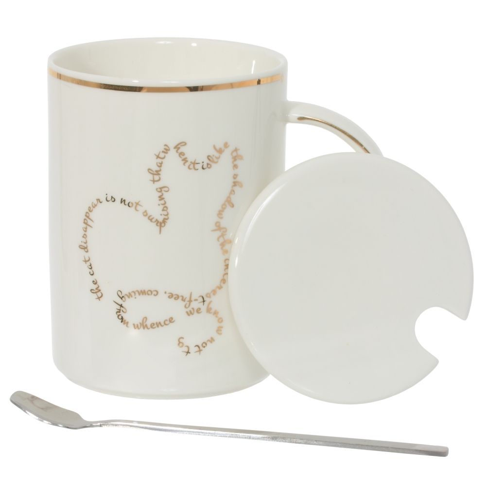 GAEM Кружка с крышкой и ложкой, 400 мл, L11,5 W8 H11,5 см, 4в.