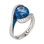 Кольцо с Сапфиром и Бриллиантами, Эмаль, R0123-1/1