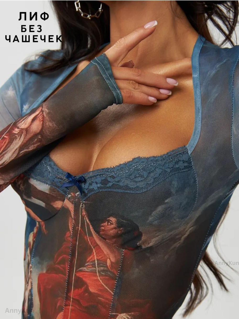 Боди y2k с длинным рукавом с бантиками