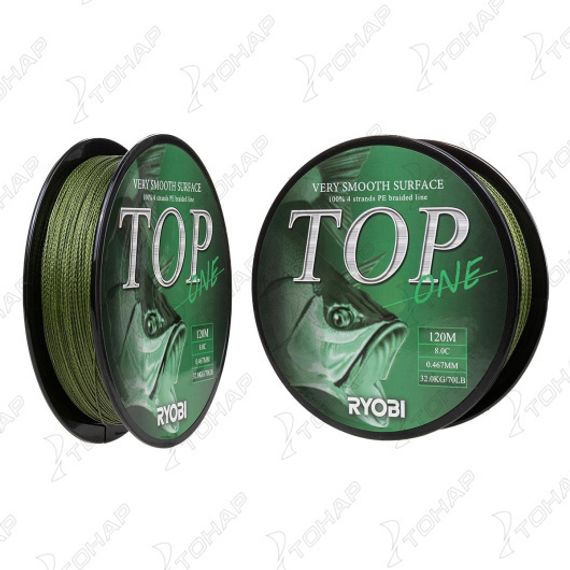 Шнур TOP PE4X-120M 8,0/d-0.467mm Dark green Ryobi