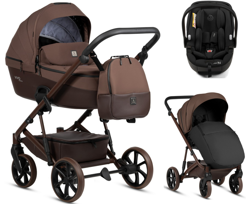 Детская коляска Tutis Viva 6 Plus Essential 3 в 1 с автокреслом Beno Black 1612067 Espresso