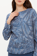 23398 Блузка женская (бежево-синий принт)