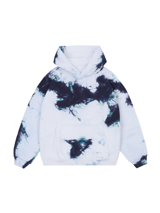 Крашеный худи Tie Dye (белый фирн) 320 г