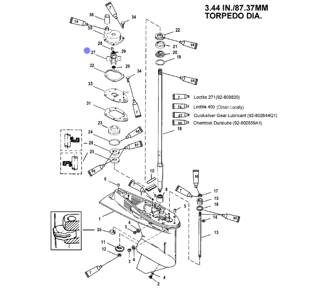 Крыльчатка помпы Mercury 30-60лс (47-19453T)