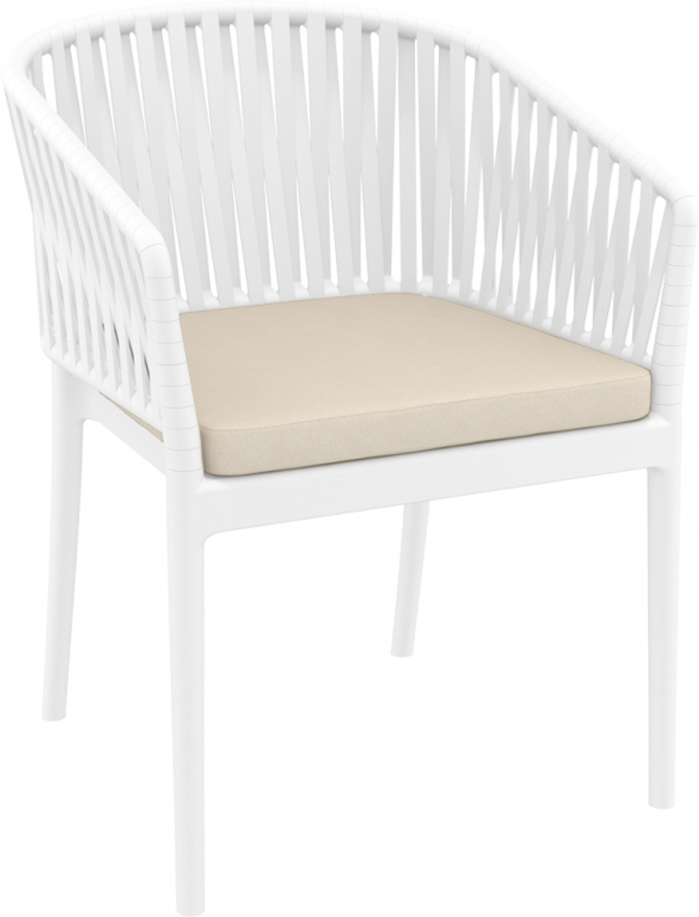 Кресло пластиковое с подушкой Siesta Contract Portofino, белый, бежевый