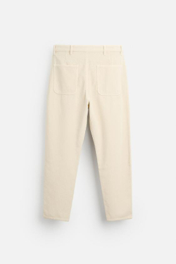 ZARA ВЕЛЬВЕТОВЫЕ БРЮКИ CARROT FIT, ЭКРЮ