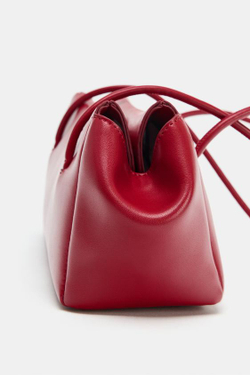 ZARA ПРЯМОУГОЛЬНАЯ СУМКА С ПЛЕЧЕВЫМ РЕМНЕМ, КРАСНЫЙ