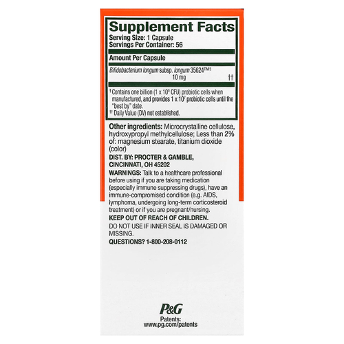 Align Probiotics, круглосуточная поддержка пищеварения, пробиотическая добавка, 56 капсул (10 в одной капсуле)