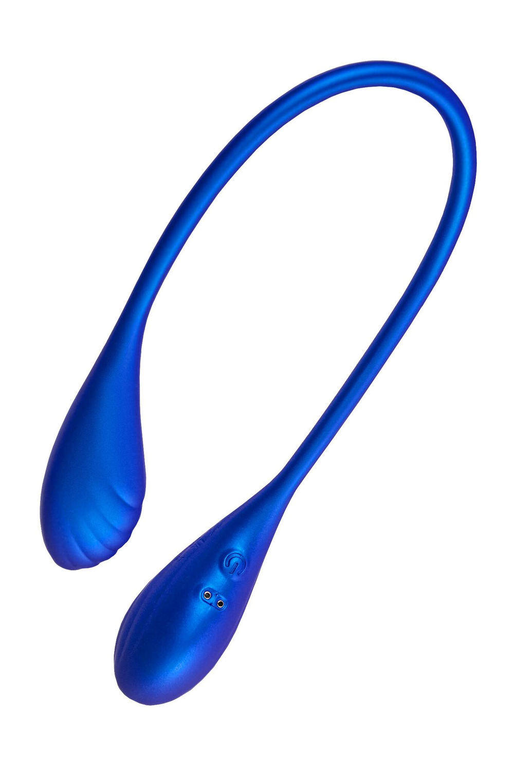 Синий двусторонний вибратор Agamien с управлением через приложение - 46 см. (Цвет: синий)