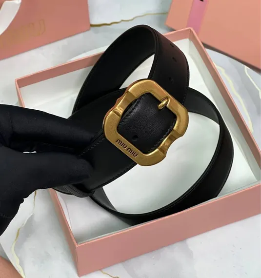 Кожаный ремень Miu Miu, чёрный