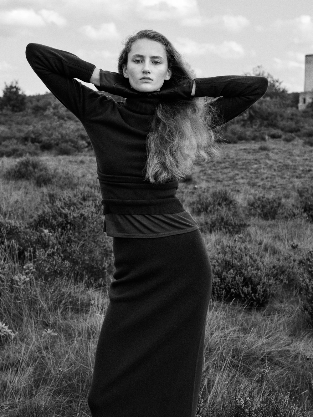 Massimo Dutti Свитер из смесовой шерсти с высоким воротником, коричневый