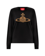 VIVIENNE WESTWOOD RED LABEL ЛОНГСЛИВ ЧЕРНЫЙ С АППЛИКАЦИЕЙ ВИДЕ ЛОГОТИПА БРЕНДА
