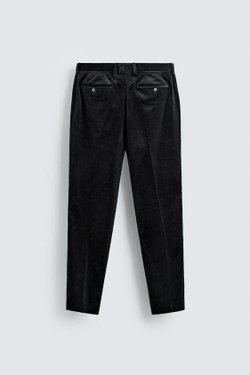 ZARA ВЕЛЬВЕТОВЫЕ КОСТЮМНЫЕ БРЮКИ, ЧЕРНЫЙ