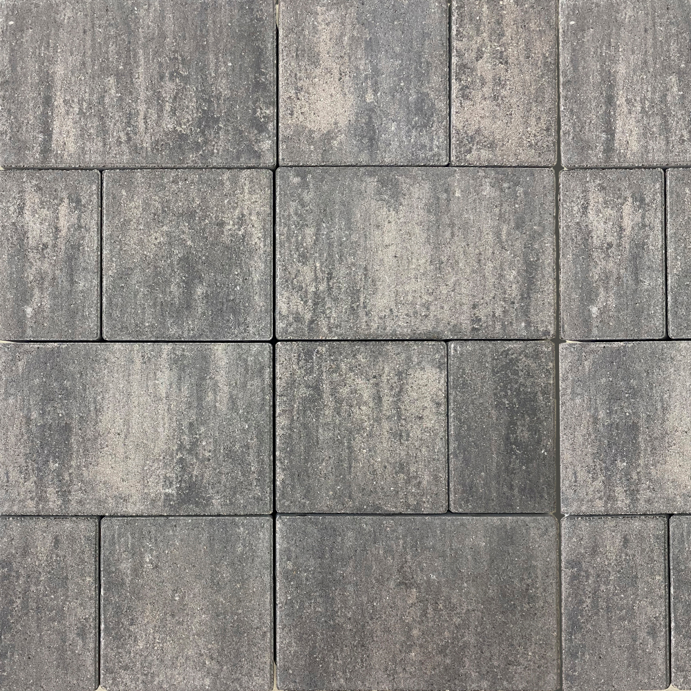 ТРОТУАРНАЯ ПЛИТКА СТАРЫЙ ГОРОД - А.1.ФСМ.4 ЛИСТОПАД ГЛАДКИЙ АНТРАЦИТ, КОМПЛЕКТ ИЗ 3 ВИДОВ ПЛИТ