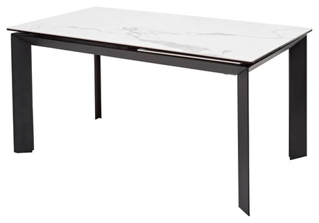 Стол М-City DISAUR Кремона (Cremona) 140 Белый мрамор Глянц (High Gloss Statuario), керамика, Черный