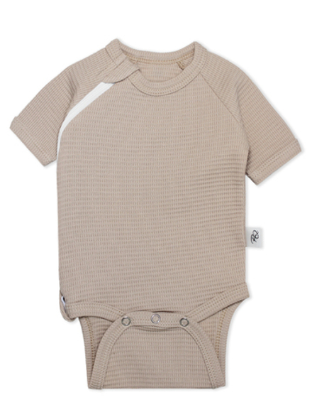 Боди на молнии с коротким рукавом Вафля Светлый кофе