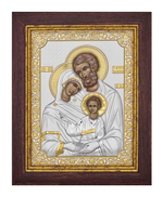 Святое Семейство икона прямоугольная в рамке под стеклом, красное дерево 206х258