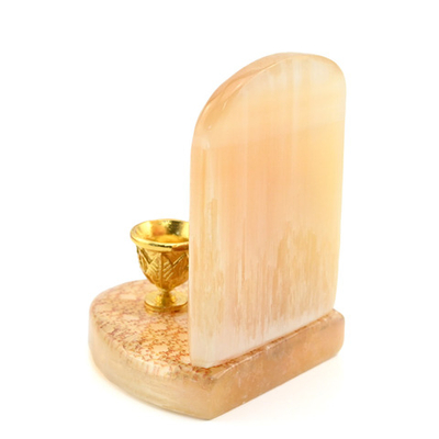 Икона из селенита с подсвечником "Божья Матерь Нечаянная радость" 55*50*75 мм