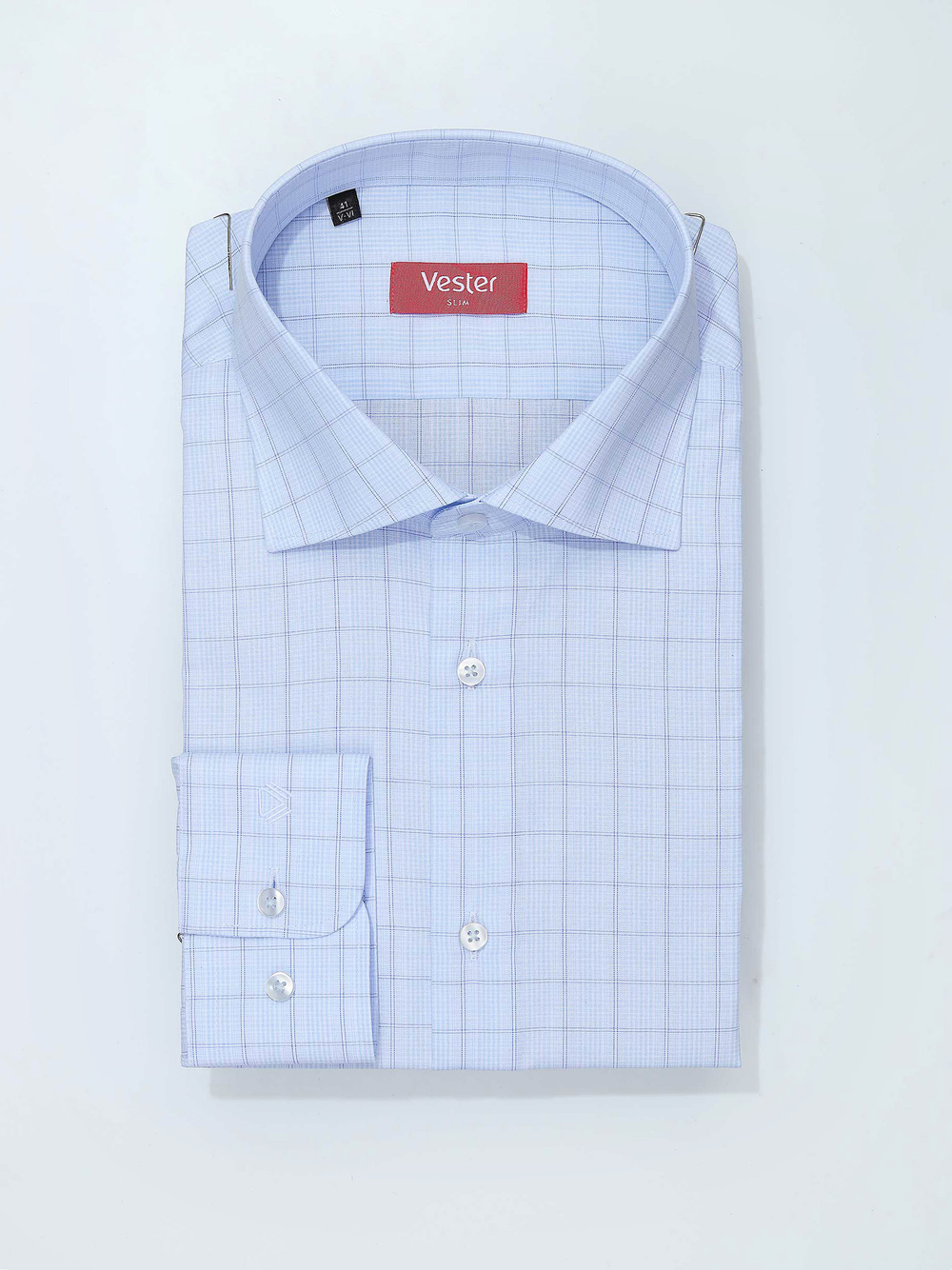 Сорочка мужская VESTER длинный рукав, голубая клетка 515142 09