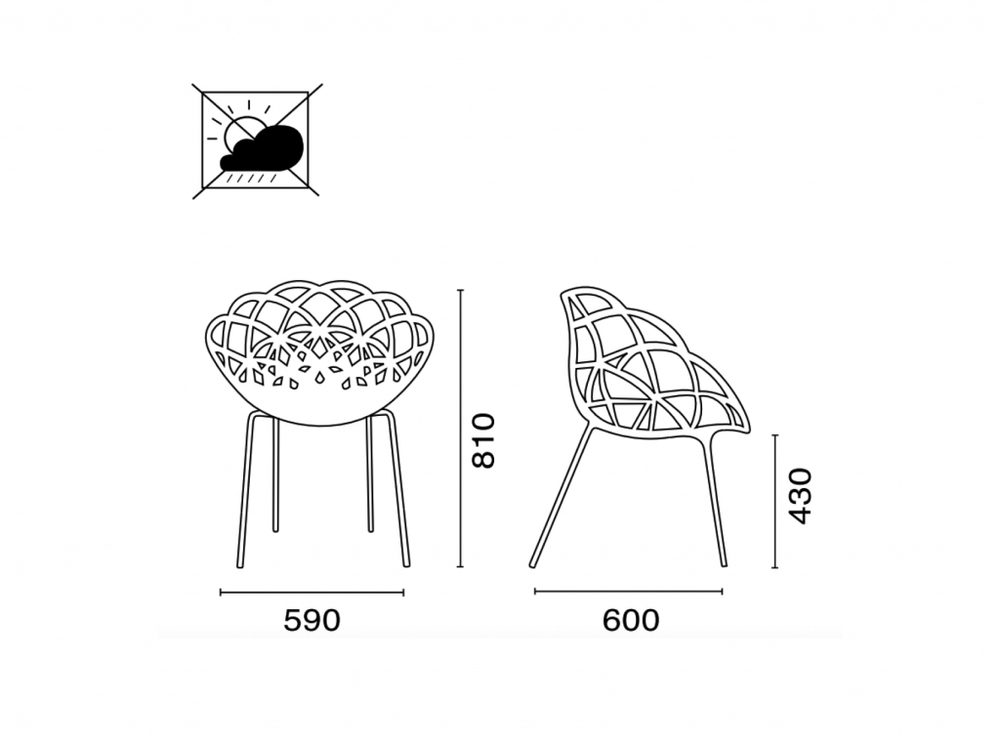 Кресло пластиковое Papatya Flora-ML, хромированный, кирпично-красный матовый