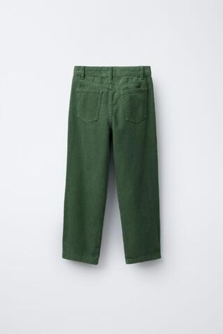 ZARA Х BENSIMON ® ВЕЛЬВЕТОВЫЕ БРЮКИ ПРЯМОГО КРОЯ, ЗЕЛЕНЫЙ
