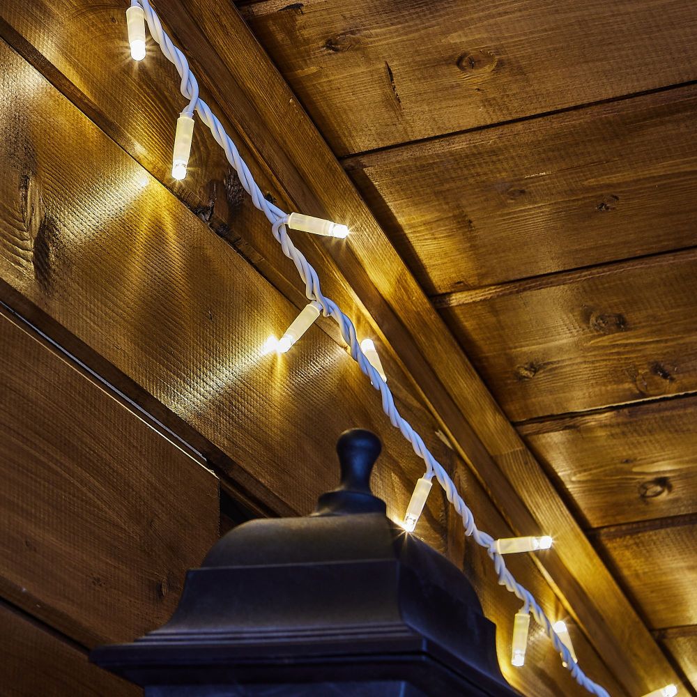 ULD-S1000-120-DWA WARM WHITE IP67 Гирлянда светодиодная. 10м. 120 светодиодов. Теплый белый свет. Провод белый. ТМ Uniel